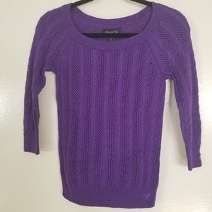 American Eagle Cableknit 3/4 Slv Sweater XS